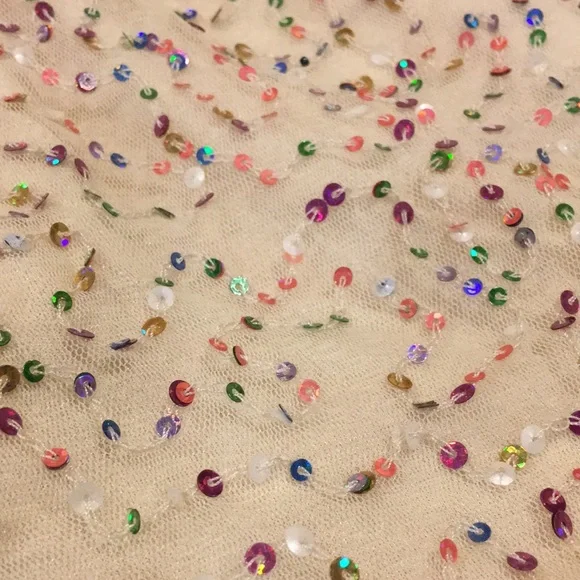 Gorgeous Rainbow Sequin Top Holiday Dazzler H&M Size XS NWT raw edge sleeves - Picture 2 of 16